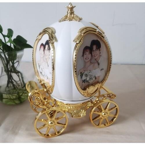 Rotating Picture Display Custom 4 Photo frame Personalized pumpkin Car Music Box Picture Frame Photo Frame Decorative Desk-Top