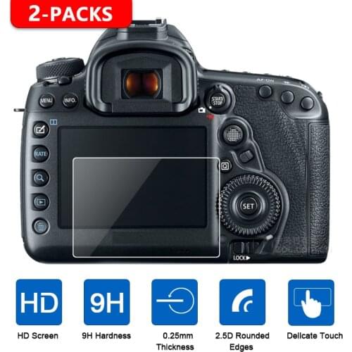 2Pcs Tempered Glass Screen Protector for Canon EOS 5D Mark IV III 5Ds 5DsR 6D 7D II 77D 90D 80D 750D 760D 800D 1200D 1300D 1500D