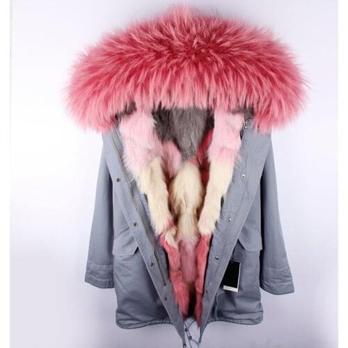 2018 Real Fur Coat Winter Jacket Women Long parka Big Natural Raccoon Fur Collar Hood fox fur liner coat warm korean fashion New