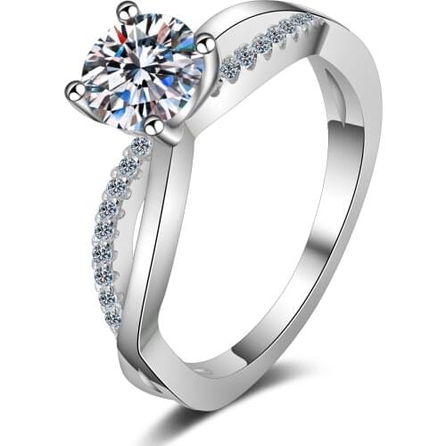 Moissanite Single Ring 925Sterling SilverPassed Diamond Test Excellent Perfect Cut 0.8Ct Gem Ring Anniversary Party Jewelry Gift