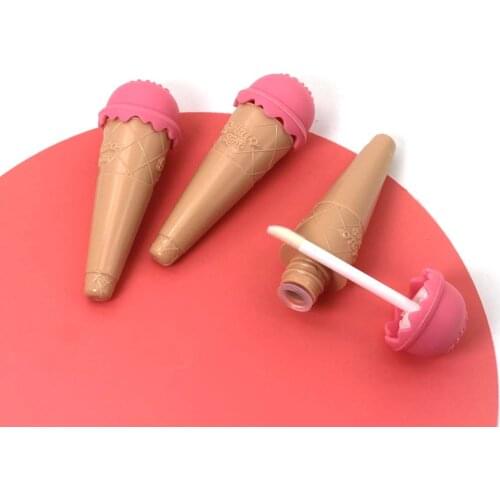 10ml new Ice Cream Cone Plastic Lipgloss Empty Tube Cosmetic Lip Gloss Packaging Container with Stopper