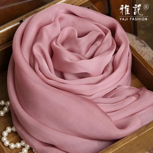 100% Real Silk Hijab Scarf Women pink New Shawl Wrap Scarves for Ladies Luxury Print Neckerchief Stoles Chiffon Pashimina Soft