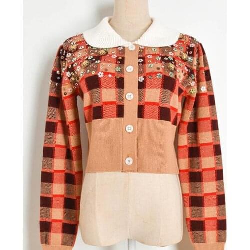 1030 2020 Autumn Free Shipping Sweater Cardigan High quality Lapel Neck Long Sleeve