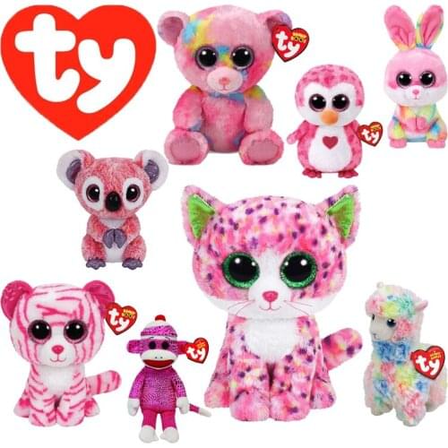 15CM Ty Beanie Boos Big Eyes Cat Koala Penguin Bear Tiger Monkey Alpaca Plush Stuffed Animal Bedside Toys Doll Gift For Kids