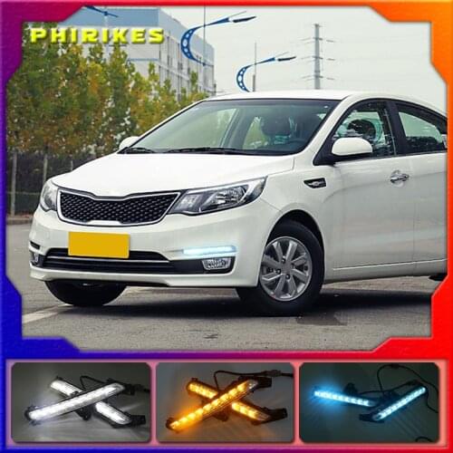 2Pcs For KIA RIO K2 2015 2016 Super Bright Car Styling DRL Daytime Running Light Fog Lamp Modification Turn Signals