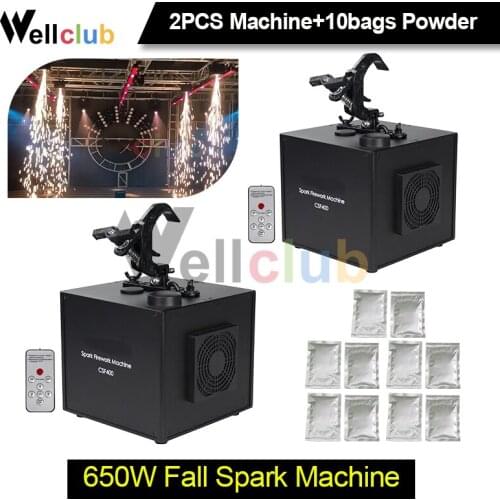 2PCS add 10 bags ti powder 650W Sparklers Waterfall Fireworks Pyrotechnics Remote Dmx Fall Cold Spark Fountain Machine