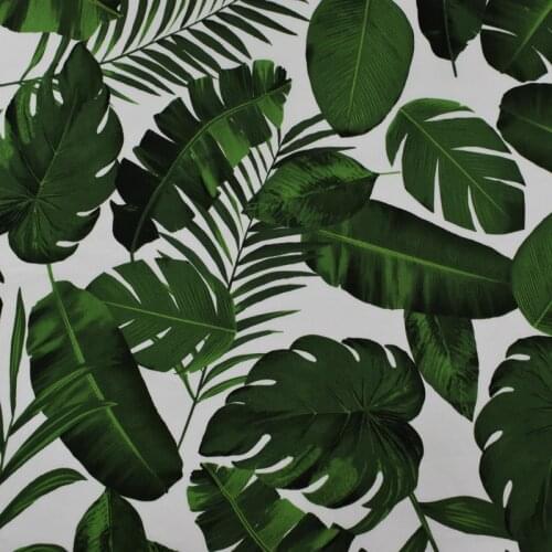 2018 Palm leaves reactive dyeing stretch satin cotton fabric for dress shirt telas por metros tissu tecido tela shabby chic DIY