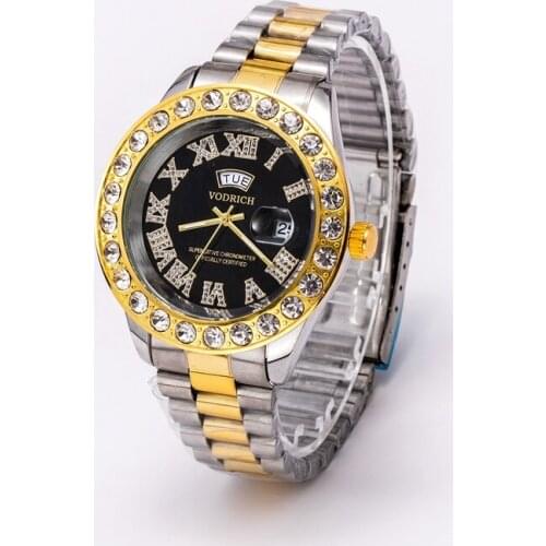 2021 VODRICH Luxury Reloj Hombre Designer Gold Men Quartz Watch Brand Diamond Gold Men Women Alloy Quartz Watches Gifts