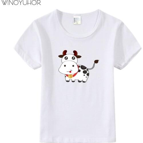 2021 Funny Boys T-Shirt Novelty Moo Cow T Shirts Kid Girls Short Sleeves Tops Toddler Children Cartoon O-Neck T Shirt