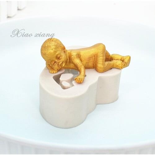 3D Sleeping Baby Doll Silicone Cake Molds Baby Party Fondant Cake Decorating Tools Cupcake Chocolate Baking Moulds M1004