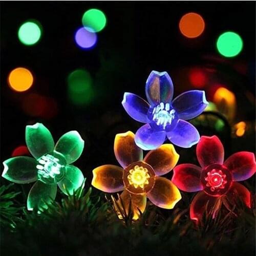 7M Solar Garden lights LED String light Outdoor Lighting Waterproof Flower Garland for the Street Lawn Patio Decoration Festoon