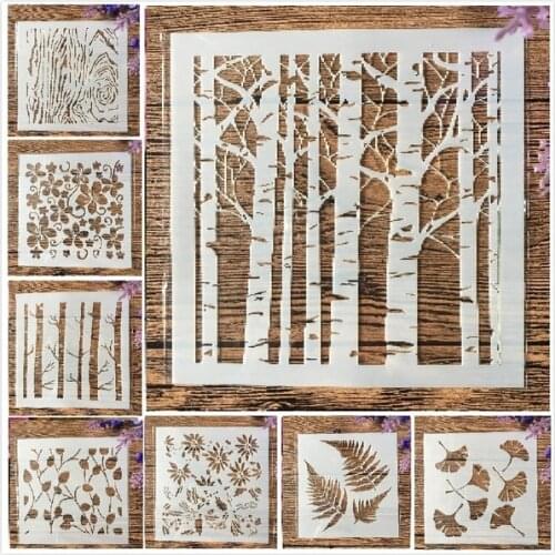 8Pcs/Set 13cm Tree Leaf Gingko DIY Layering Stencils Painting Scrapbook Coloring Embossing Album Decorative Card Template