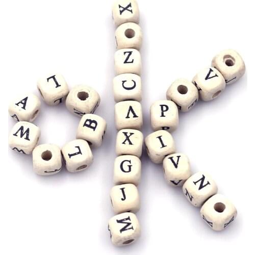 8x8mm Mixed Alphabet Letters Natural Wood Spacer Beads Jewelry Crafts Making Eco-Friendly Ornaments Kids Handwork Accessories
