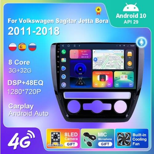 GPS Navigation For Volkswagen VW Sagitar Jetta Bora 2011-2018 Car Radio Multimedia Android 10 Auto Carplay Voice Control Player