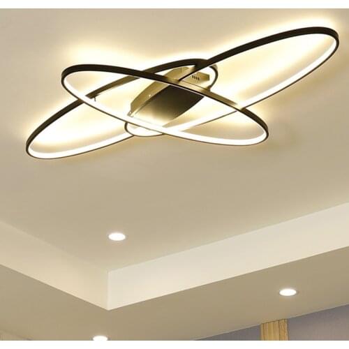 Double rings White/Black led ceiling light bedroom light fixtuers luminaries dimming ceiling lamp for dining room living room