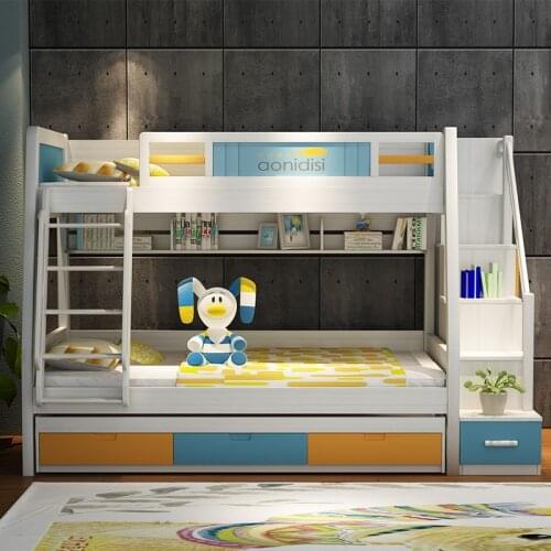 Modern minimalist children bed high and low bed mother and son bunk bed adult solid wood furniture