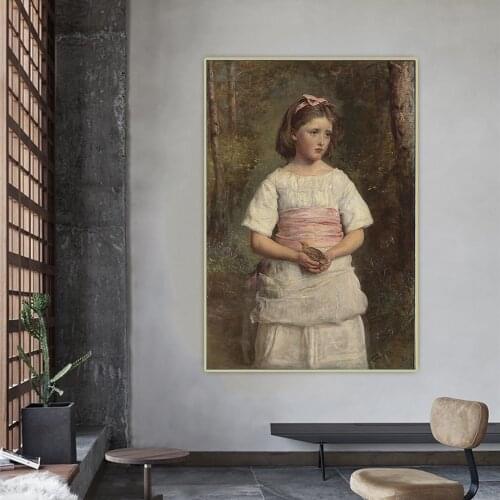 John Everett Millais《Fallen from the nest》Canvas Oil Painting Art Poster Picture Wall Hanging Decor Home Living Room Decoration