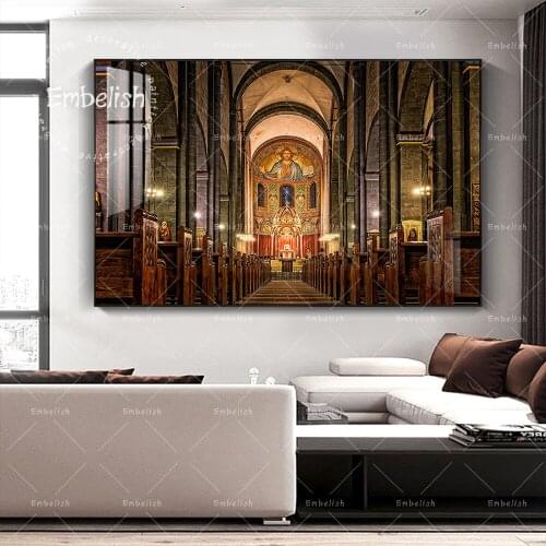 Goth Church Corridor Europe Posters And Prints Morocco Wall Art Canvas Painting Wall Pictures For Living Room Decoration