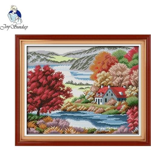 Joy Sunday Red Maple Homeland stamped Cross stitch Sets For Embroidery kits needlework Cross-Stitching home decor
