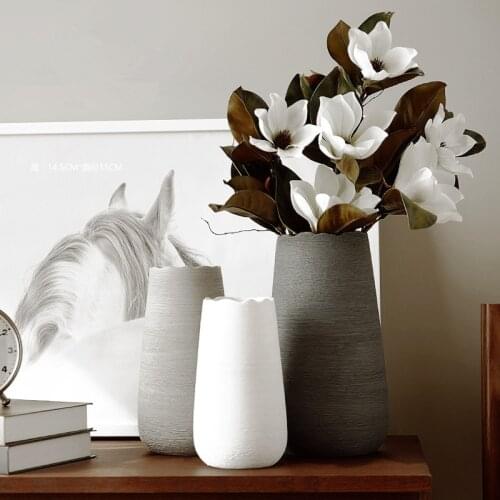American modern minimalist ceramic vase European white floral decorations Home Furnishing Nordic creative living room decoration