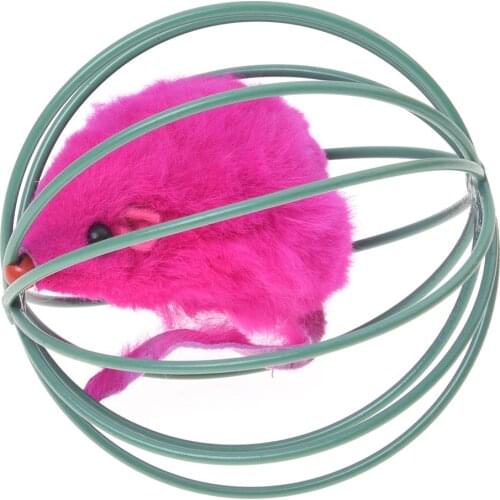 Pet Cat Kitten Funny Playing Toy Teal Fake Mouse Mice Rat in Cage Ball