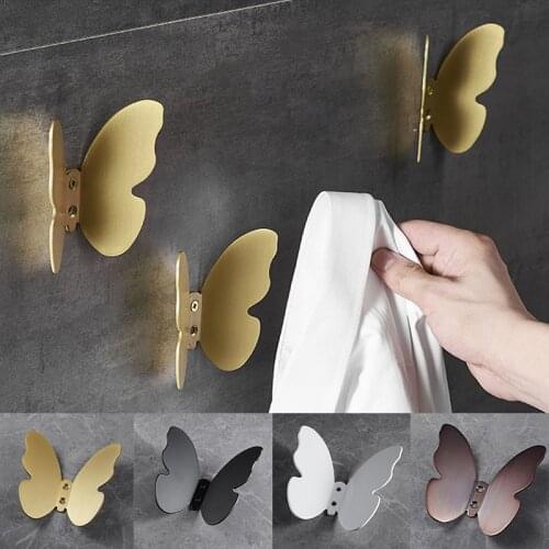 Stainless Creative Brass Hook Light Brushed Gold Three-dimensional Butterfly Bedroom Coat Rack Decoration Porch Wall Decoration