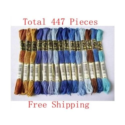 Hot Sell 1 Lot=447 Pieces Cross Stitch Thread/Wire 8 Meters Long, 6 Strands Free Shipping