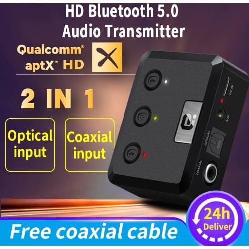 MR275 Wireless bluetooth 5.0 audio transmitter aptX HD ll Optical Coaxial 3.5mm Aux RCA Audio receiver Adapter Dual Link TV PC