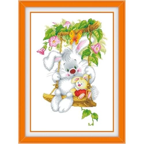 Sunny bunny cross stitch kits cartoon pattern design 18ct 14ct 11ct unprint canvas embroidery DIY needlework