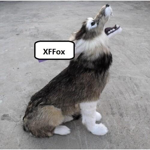 New simulation gray wolf model polyethylene&furs big sitting wolf doll gift about 35x18x45cm xf0759