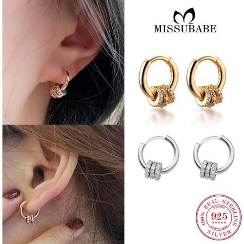 Hoop-Earrings S925 Real Sterling Silver Zircon Ear Hoops High Quality Small Circle New Fashion Jewelry For Women Girls Ladies