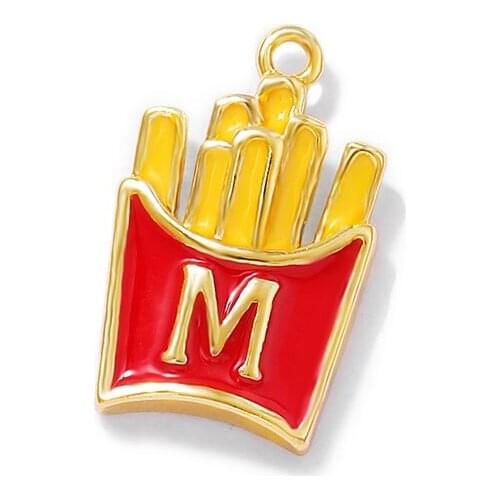 Factory wholesale Gold Color Brass Dripping oil Fries Charms Pendants Necklace and Bracelet Earring Diy Jewelry Accessories