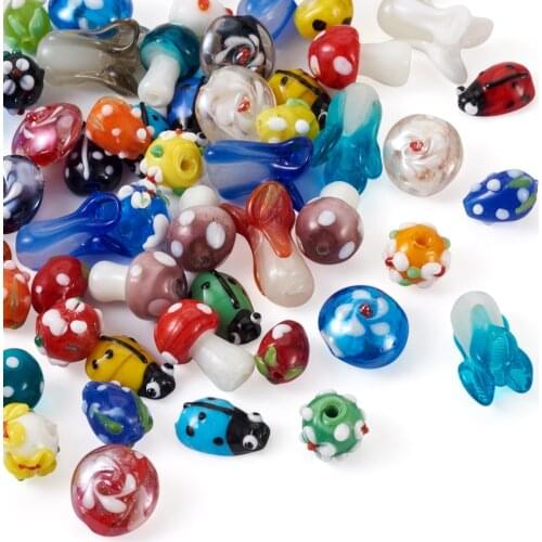 Pandahall Random Mixed Color Handmade Lampwork Glass Beads For Jewelry Making DIY Charm Bracelet Earring Making Findings