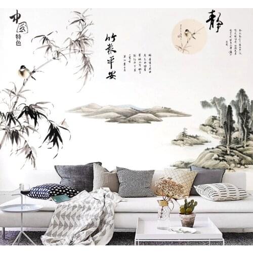 Chinese Style Landscape Painting Wall Stickers Home Decor Living Room Bedroom TV Sofa Background Wall Mural Wallpaper
