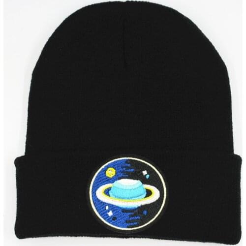 Blue star embroidery Thicken knitted hat winter warm hat Skullies cap beanie hat for men and women 80