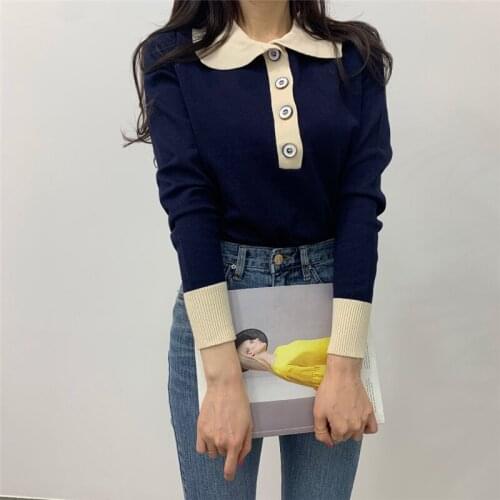 Alien Kitty 2021 Hot Autumn Ladies Sweater Vintage Single-Breasted All-Match Fashion Casual Long-Sleeved Knitted New Pullover