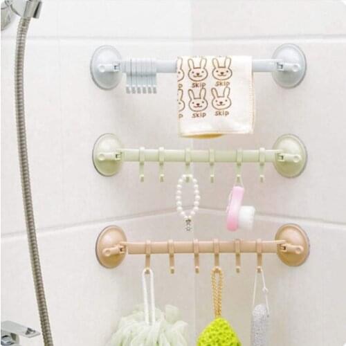 Adjustable Hook Rack Double Suction Cup Towel Rack Hanging Shelves Hook Holder Lock Type Sucker Kitchen Bathroom Accessories