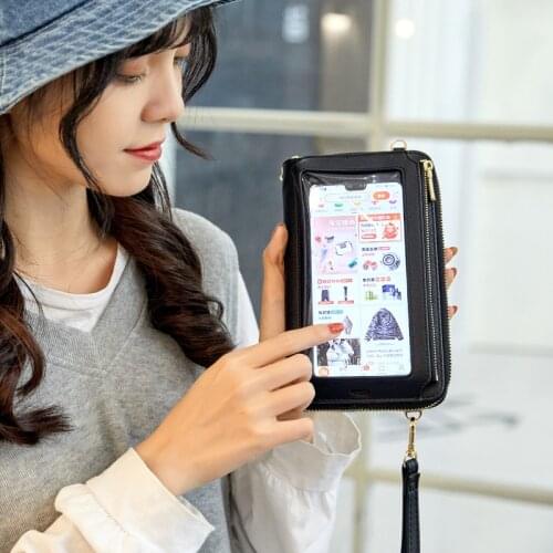 Rfid Touch Screen Cell Phone Shoulder Bags Women Transparent Pocket Mini Crossbody Bag Card Purse Ladies Small Messenger Bag