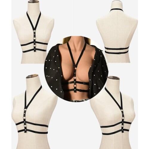 Harness Top Alluring Sexy Bustier Bandage Cage Bra Cupless Goth Lingerie Elastic Lingerie Bandage Belt Crop Tops Women Bra