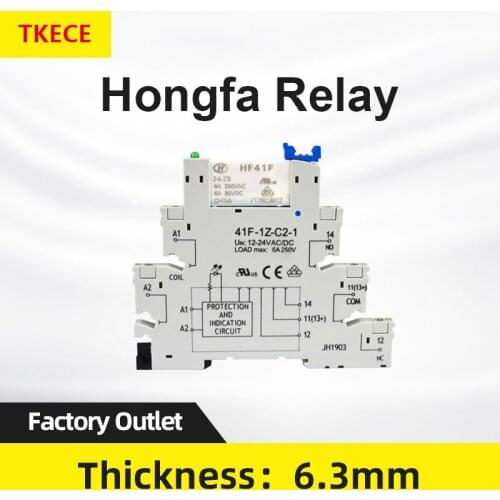 TKECE Hongfa ultra-thin relay module module intermediate relay HF41F input 24V output AC/DC250V