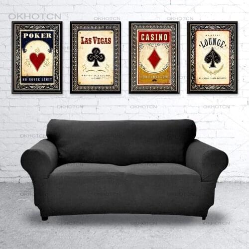 Vintage Canvas Painting Poker Spade Heart Club Prints Posters Modern Home Decoration Poker Cards Wall Art Pictures for Bedroom