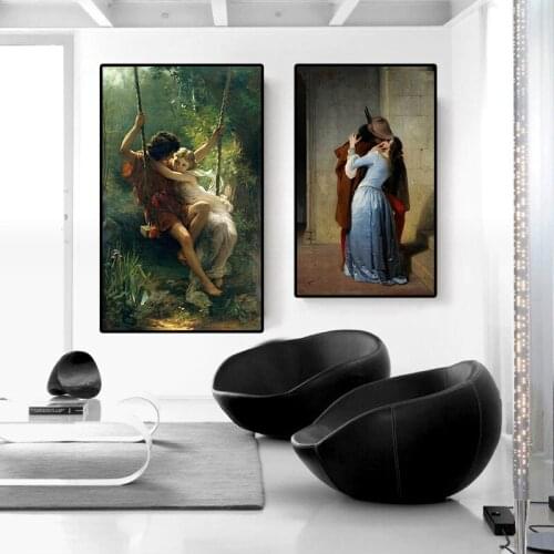 Vintage Spring Swing by Pierre Auguste Cot Famous Oil Painting Reproduction on Canvas Poster Print Wall picture for living room