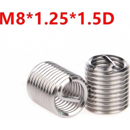 100pcs M8*1.25*1.5D Wire Thread Insert, m8x1.5D Wire screw sleeve, M8 Screw Bushing Helicoil Wire Thread Repair Inserts SUS304