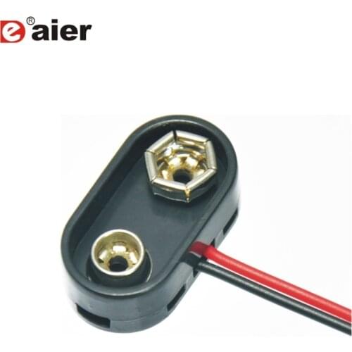 20PCS Black T-Type Plastical 9V Battery Clip Snap AA Battery Holder Connector Cable With Wire Leads