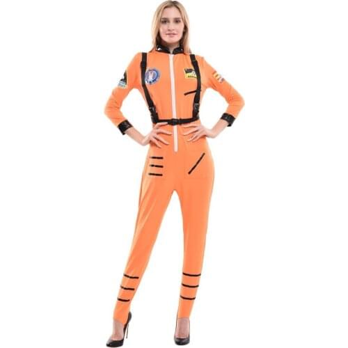 Snailify Women Astronaut Costume Halloween Costume For Adult Orange Jumpsuit Female Spaceman Cosplay disfraz mujer for carnival