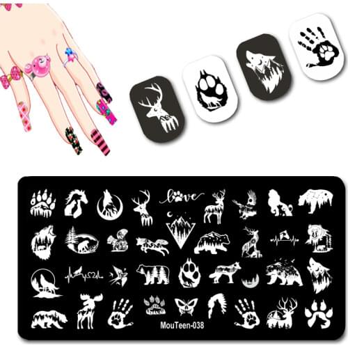 Animal Shadow Nail Transfer Stamper Beast Silhouette Nail Art Template Footprint Spring Nail Art Printing Plate 2021 New #038