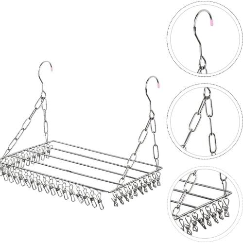 1pc Balcony Clothes Drying Hanger Multifunctional Socks Drying Rack with Clips