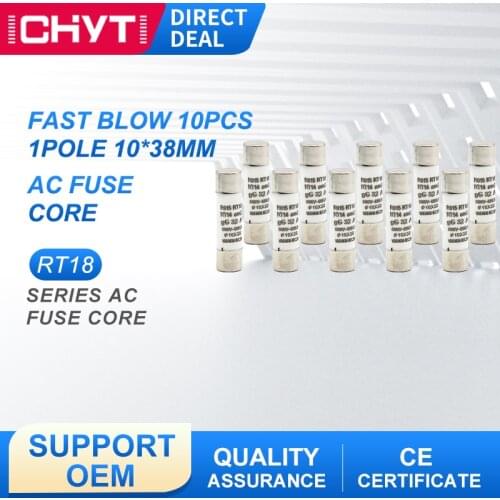 10PCS 10*38mm Fast blow Ceramic Fuse 250V 1A 2A 4A 6A 8A 10A 16A 20A 25A 32A RO15 RT18 RT14