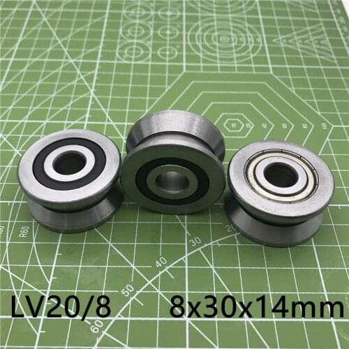 2021 Time-limited New V Groove Guide Roller Bearings Lv20/8 Zz V-30 Rv20/8-10 8*30*14 (precision Double Row Balls) Abec-5