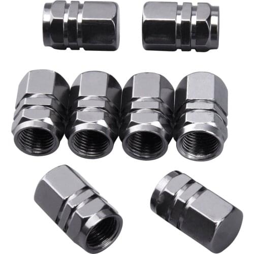 8 Pieces Tire Stem Valve Caps Wheel Valve Covers Car Dustproof Tire Cap, Hexagon Shape Titanium Gray
